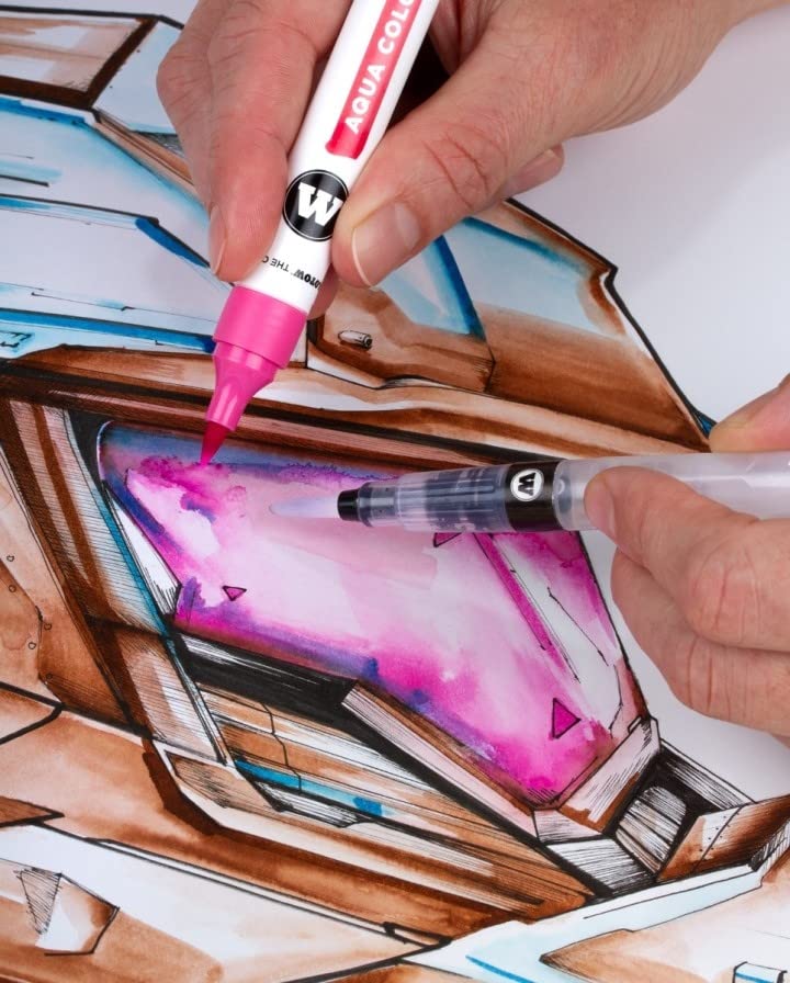 MOLOTOW Aqua Ink Empty Squeeze Pen 6-Pen Set, 1mm, 2mm, 3mm, 4mm, 7mm, 10mm Tips, 1 Set (727.111) - Image 3