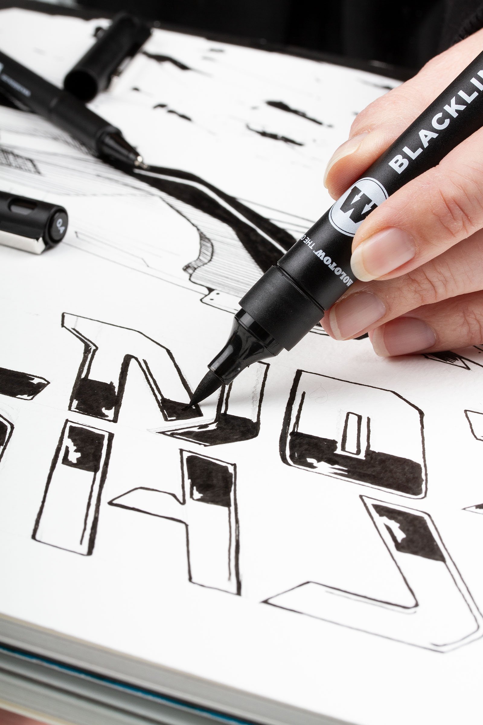 Molotow Blackliner Ink Refill, Black, Permanent Archival Ink, Quick Dry, Fade Resistant, 30ml Bottle, 1 Each (693.640) - Image 3