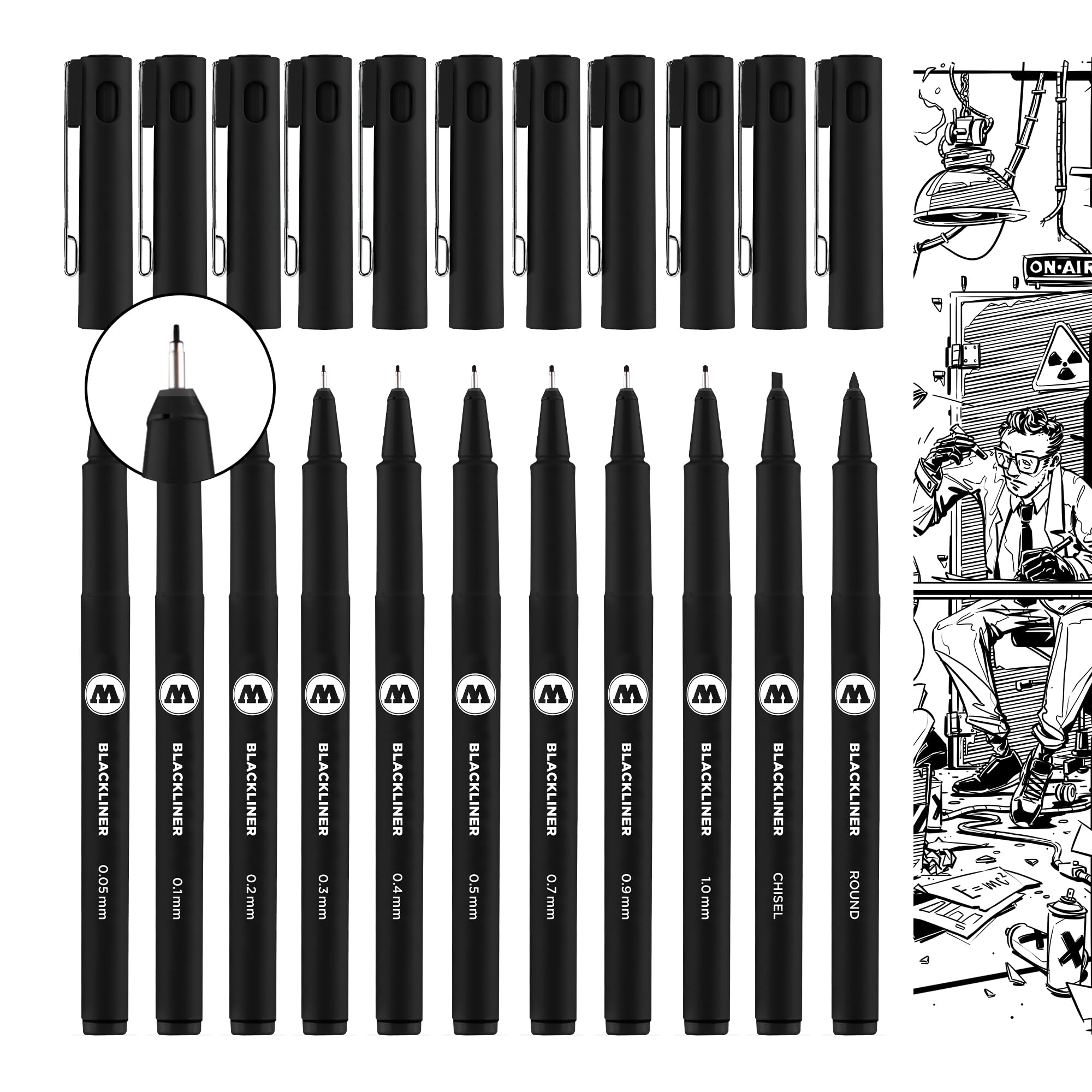 Molotow Blackliner Pen Complete Set, 11 Pens, 1 Set Each (200.485) - Image 4
